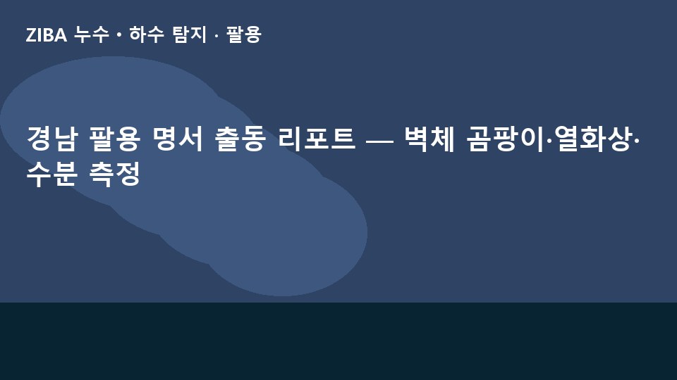 경남 팔용 명서 출동 리포트 — 벽체 곰팡이·열화상·수분 측정