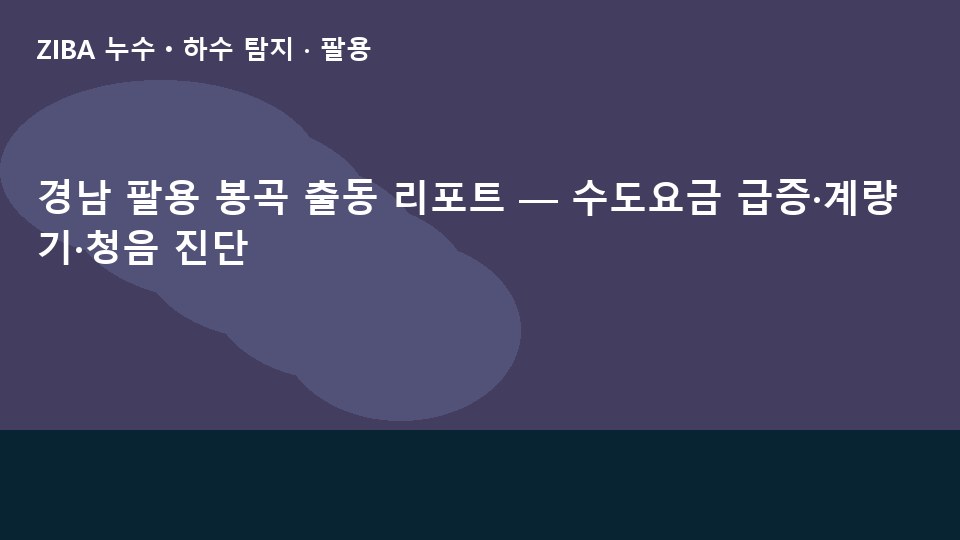 경남 팔용 봉곡 출동 리포트 — 수도요금 급증·계량기·청음 진단